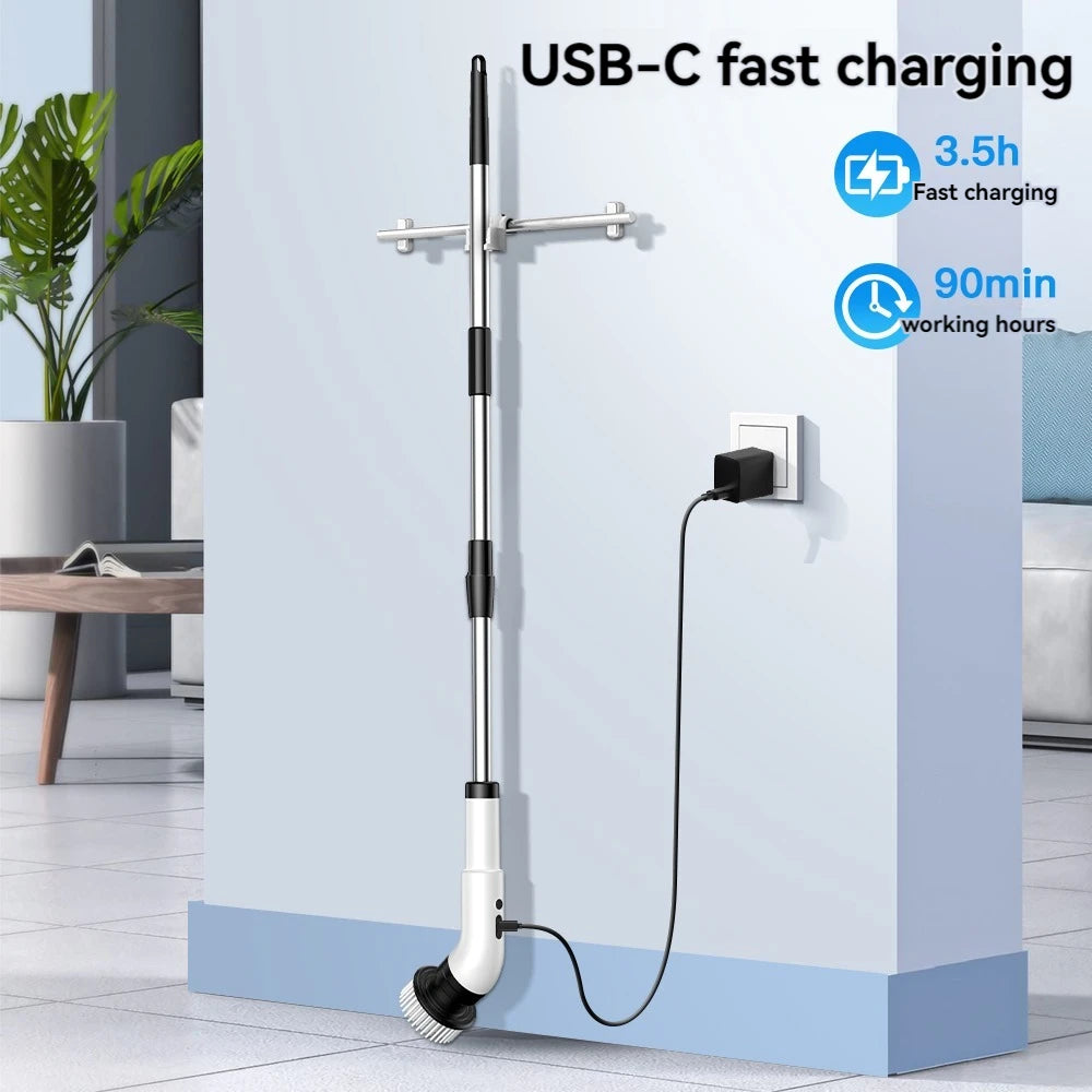 🧽 Cepillo de Limpieza Eléctrico 9 en 1 – Potente, Inalámbrico y Versátil gancho de pared GRATIS